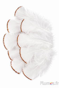 Kalkoen met glitters brons - 6-8 cm - wit